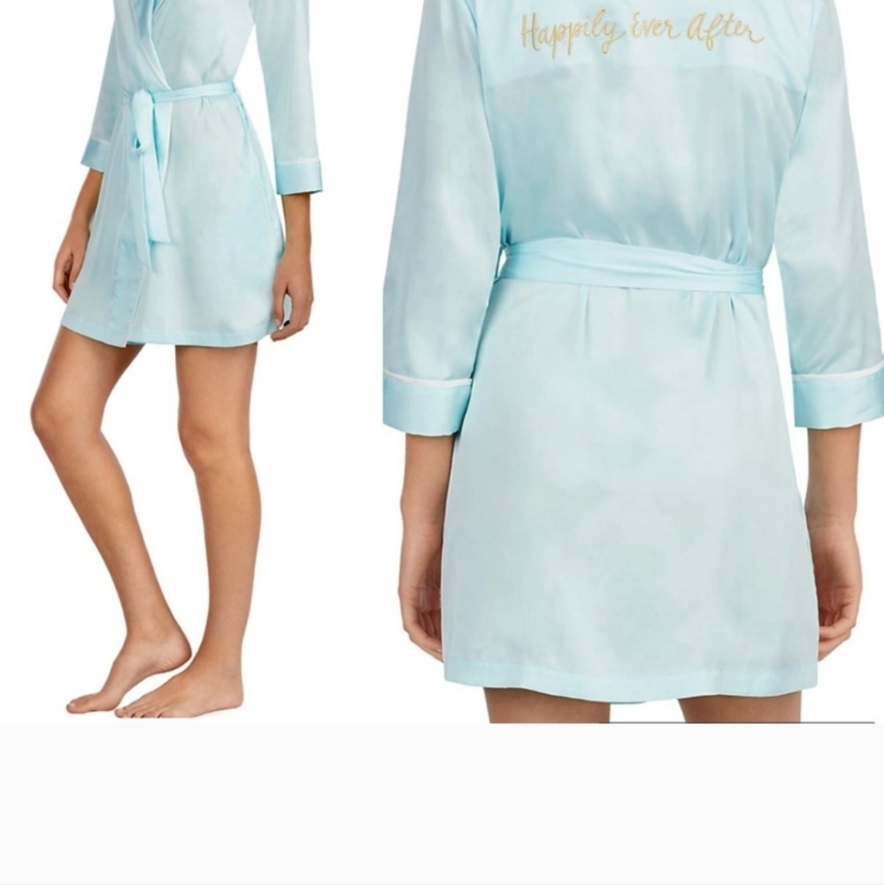 KATE SPADE Happily Ever After" Charmeuse Bridal Wrap Robe L /xl